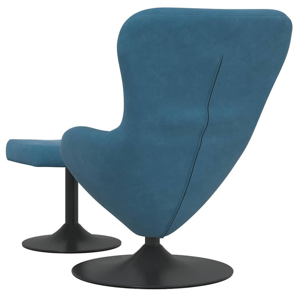 Eierstuhl Blau Samt mit Hocker