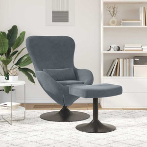 Dunkelgrauer Samt Eierstuhl mit Hocker