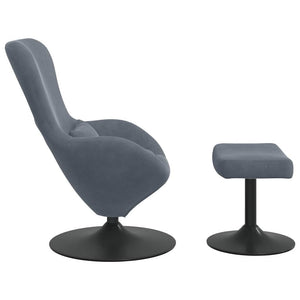 Dunkelgrauer Samt Eierstuhl mit Hocker