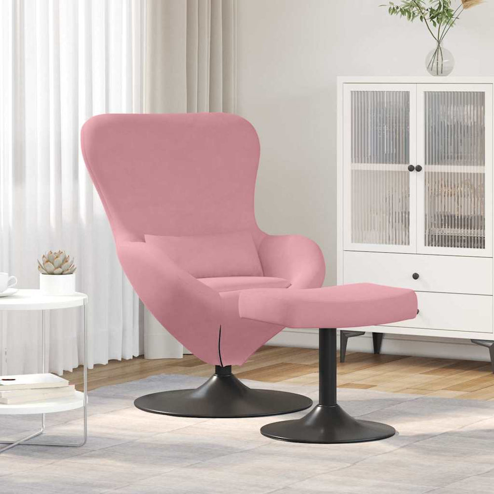 Eierstuhl mit Hocker Rosa Samt