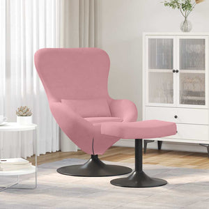 Eierstuhl mit Hocker Rosa Samt