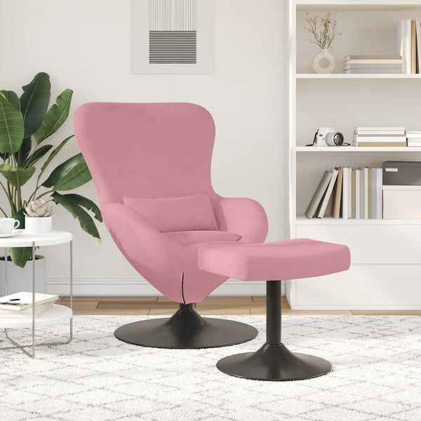 Eierstuhl mit Hocker Rosa Samt