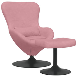 Eierstuhl mit Hocker Rosa Samt