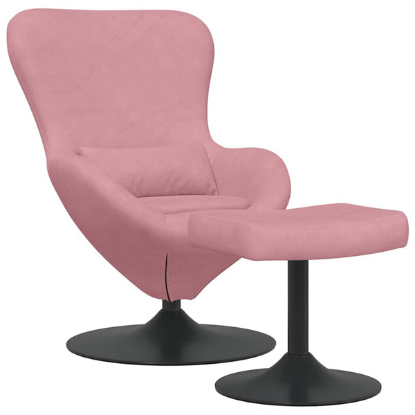 Eierstuhl mit Hocker Rosa Samt