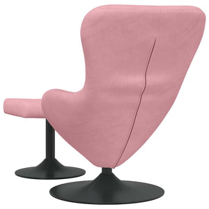 Eierstuhl mit Hocker Rosa Samt