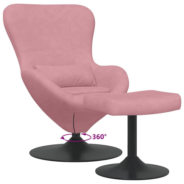 Eierstuhl mit Hocker Rosa Samt