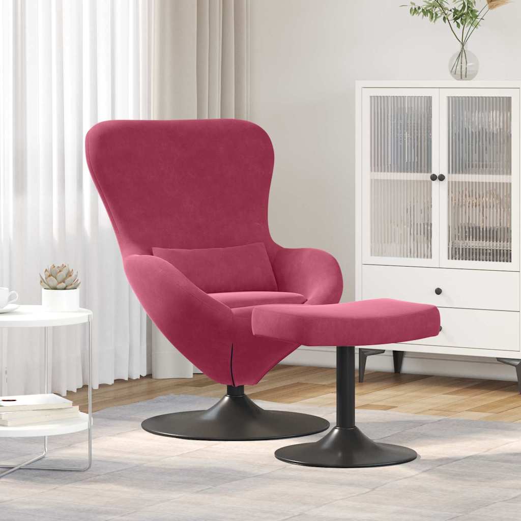 vidaXL Chaise œuf avec repose-pieds velours bordeaux
