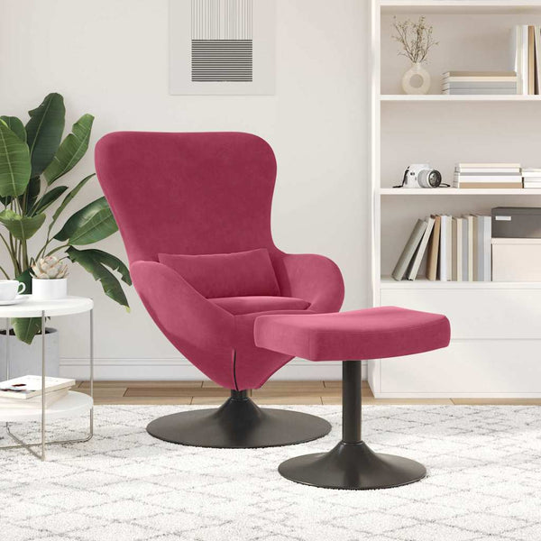 vidaXL Chaise œuf avec repose-pieds velours bordeaux