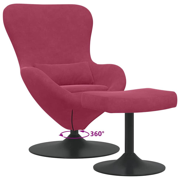 vidaXL Chaise œuf avec repose-pieds velours bordeaux