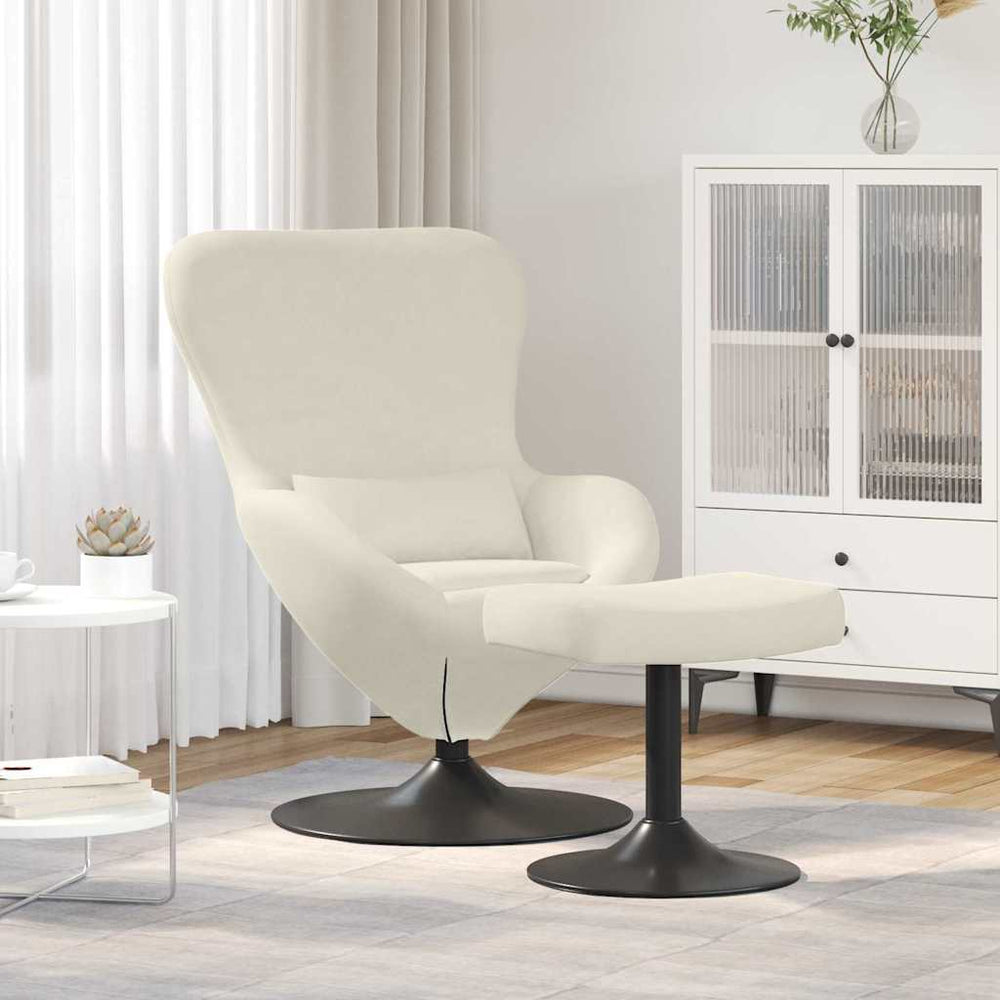 Eierstuhl Creme Samt mit Hocker