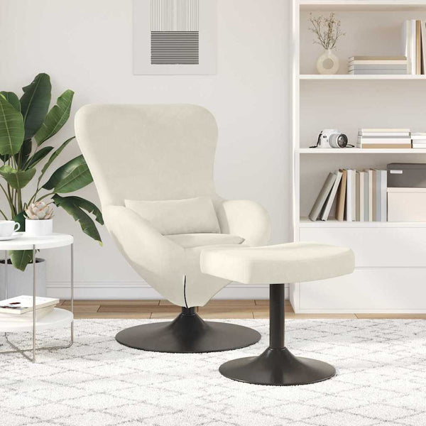 Eierstuhl Creme Samt mit Hocker