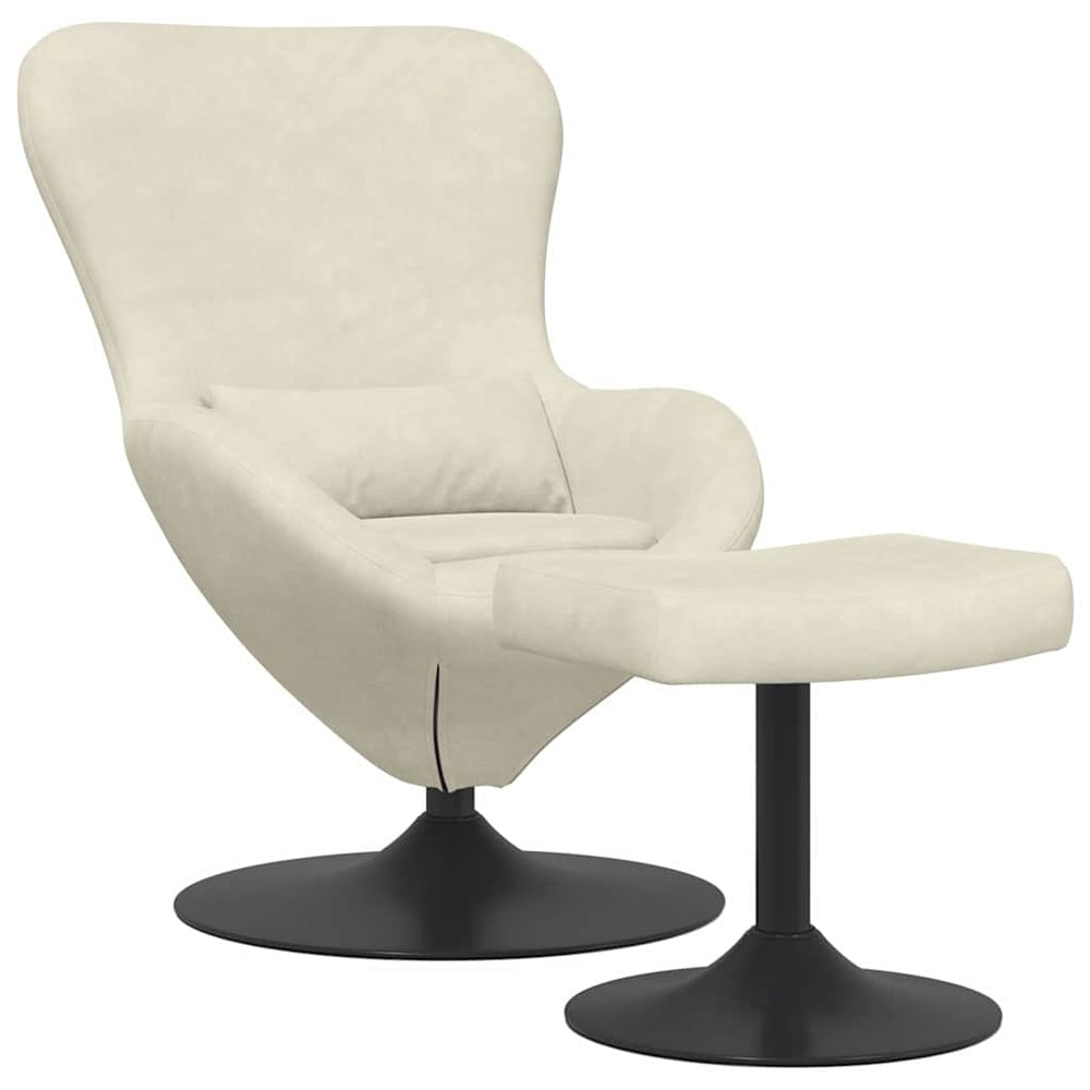 Eierstuhl Creme Samt mit Hocker
