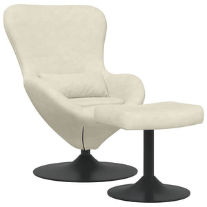 Eierstuhl Creme Samt mit Hocker