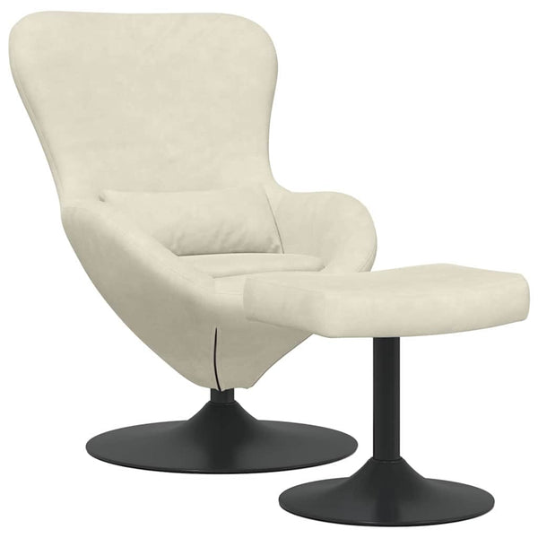 Eierstuhl Creme Samt mit Hocker