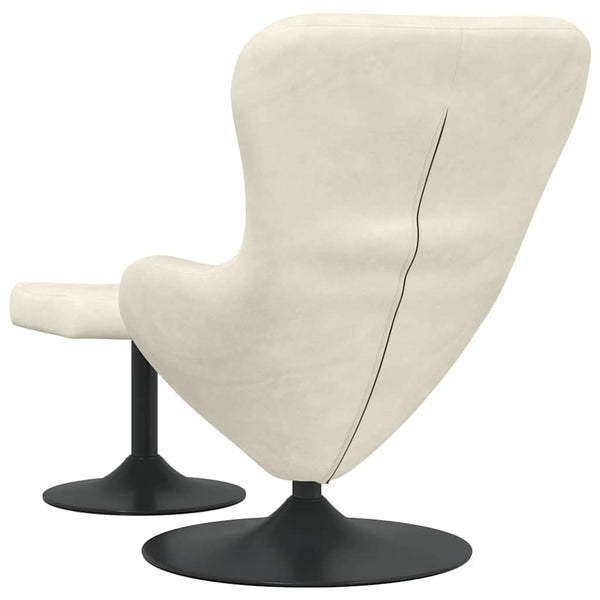Eierstuhl Creme Samt mit Hocker