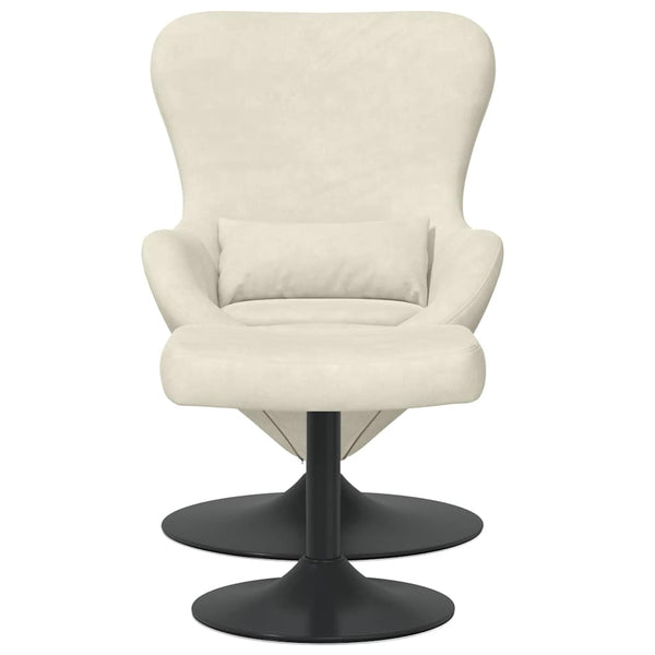 Eierstuhl Creme Samt mit Hocker