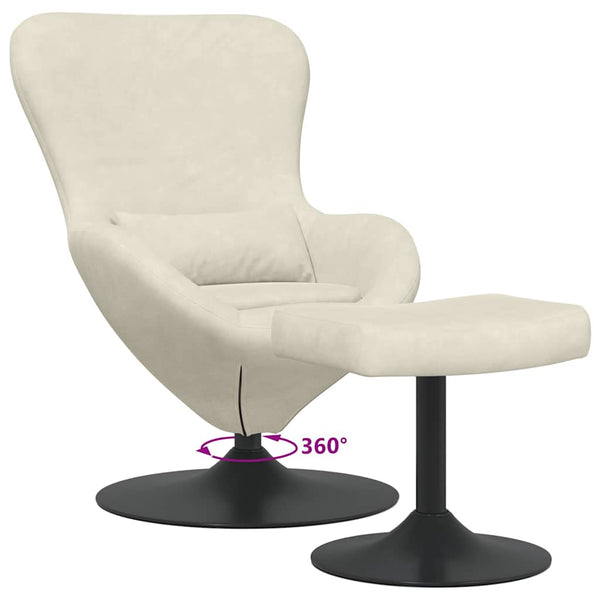Eierstuhl Creme Samt mit Hocker