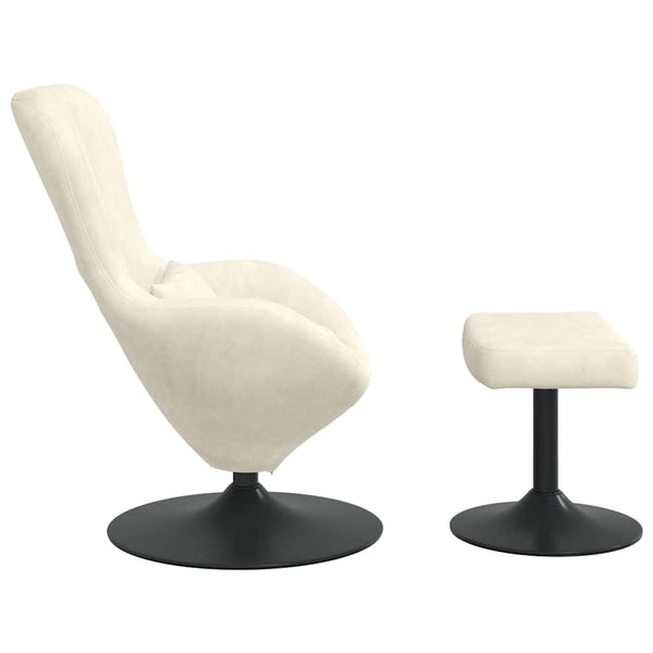 Eierstuhl Creme Samt mit Hocker