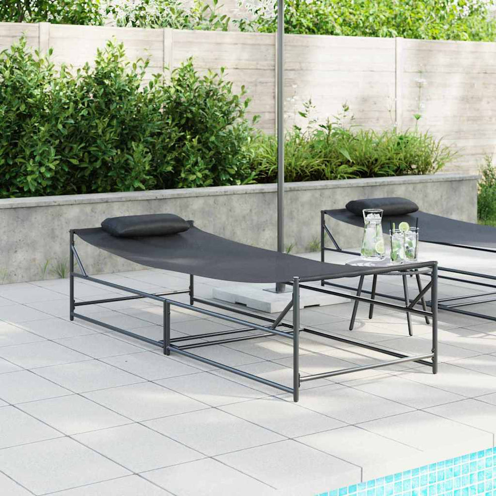 Gartenliegestuhl 2er Set Schwarz