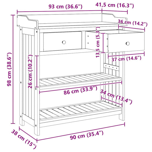 Garten Schrank Akazie Massivholz 93cm
