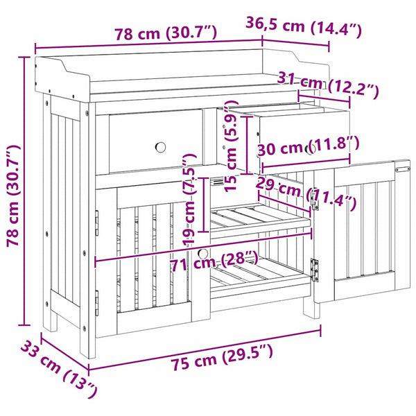 Garten Schrank Akazie Massivholz 78 cm
