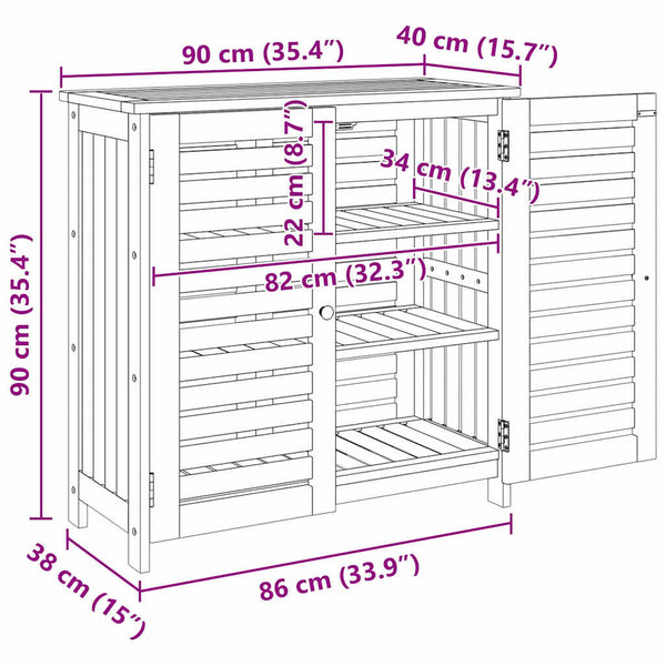 Garten Schrank Akazie Massivholz 90cm