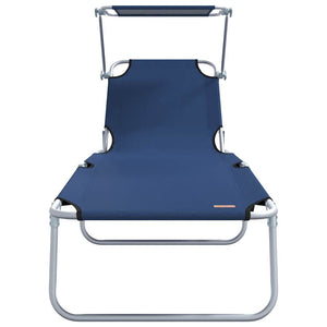 2er Set Sonnenliege Blau Polyester