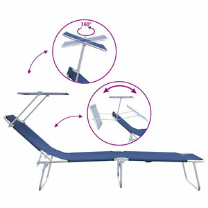 2er Set Sonnenliege Blau Polyester