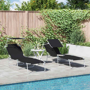 Sonnenliege 2er Set Schwarz Polyester