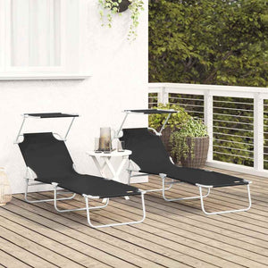 Sonnenliege 2er Set Schwarz Polyester