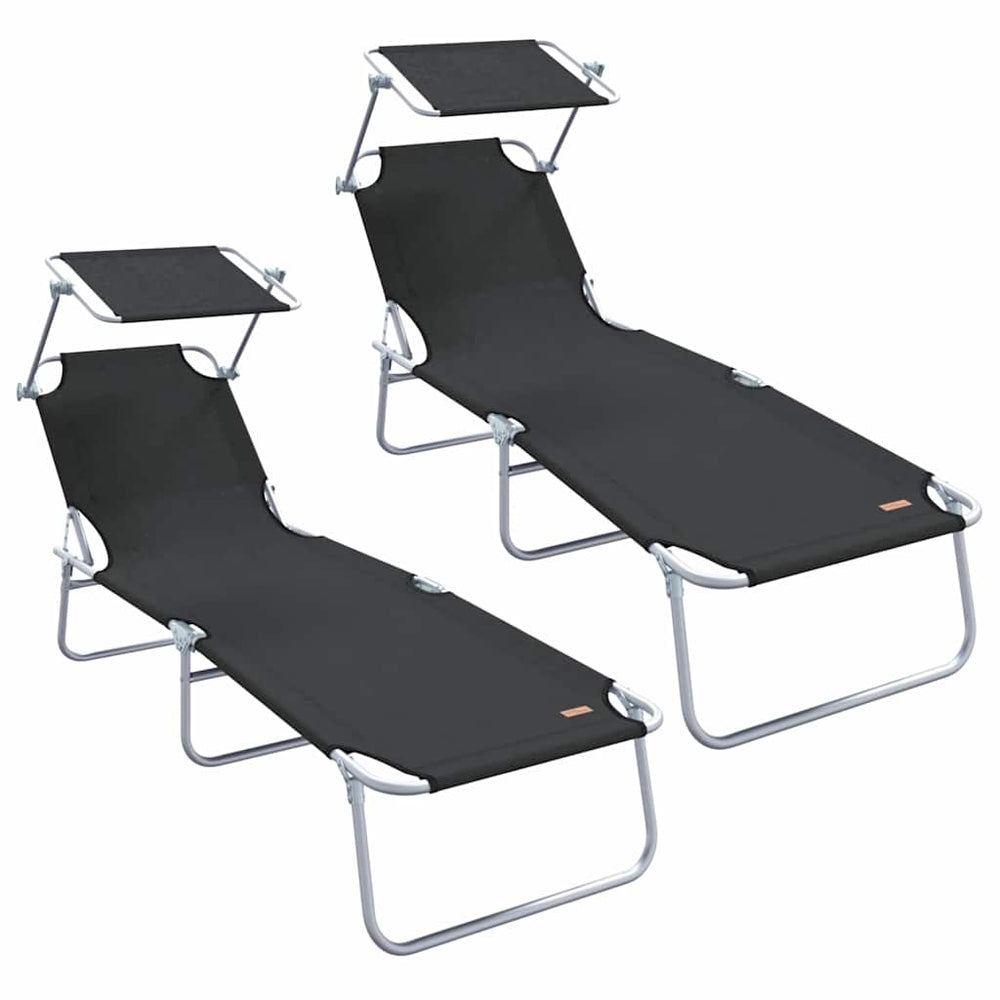 Sonnenliege 2er Set Schwarz Polyester