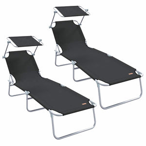 Sonnenliege 2er Set Schwarz Polyester