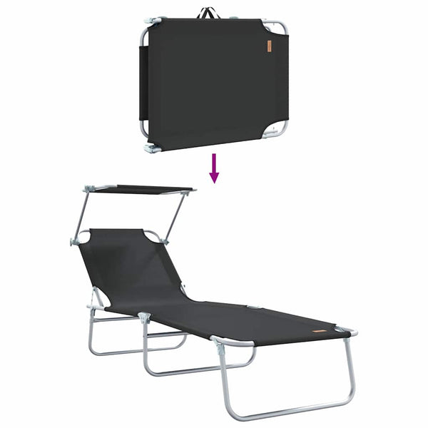 Sonnenliege 2er Set Schwarz Polyester