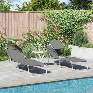 Sonnenliege 2er Set Grau Polyester