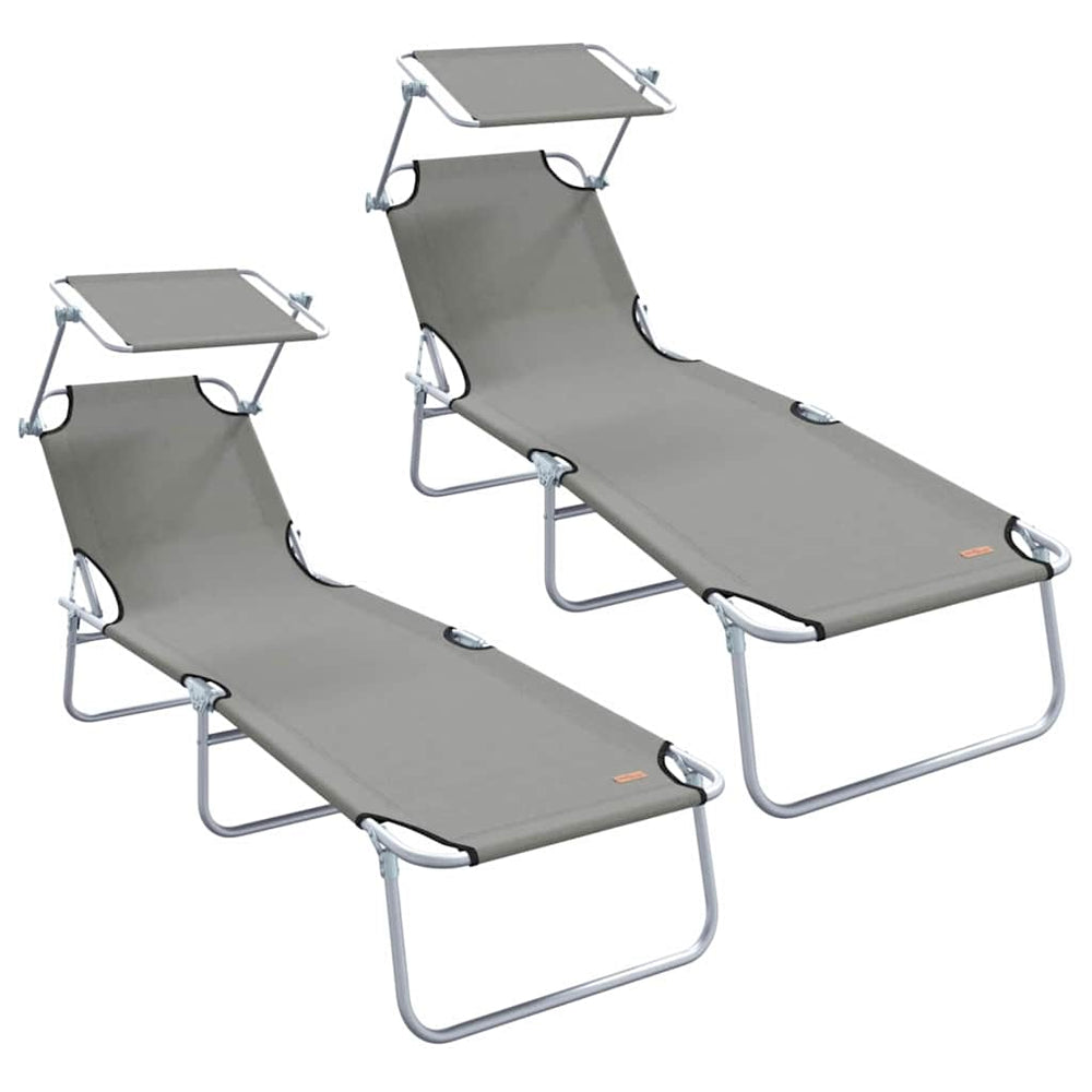 Sonnenliege 2er Set Grau Polyester