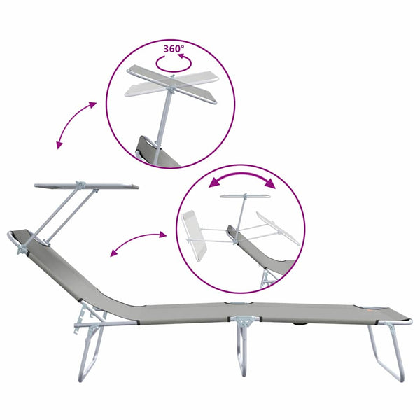 Sonnenliege 2er Set Grau Polyester