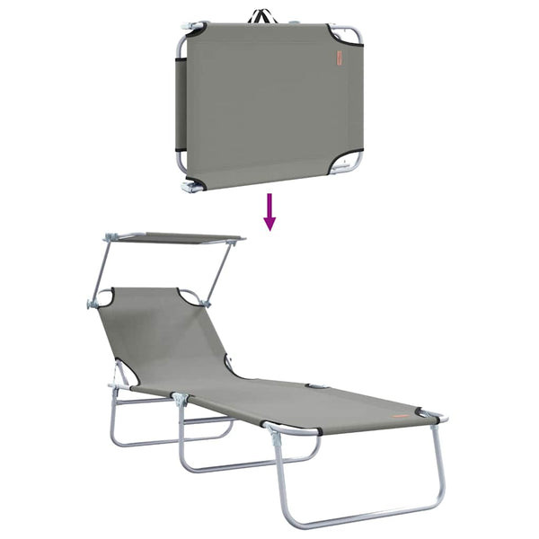 Sonnenliege 2er Set Grau Polyester