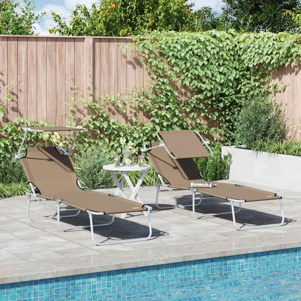 Sonnenliege 2er Set Taupe Polyester