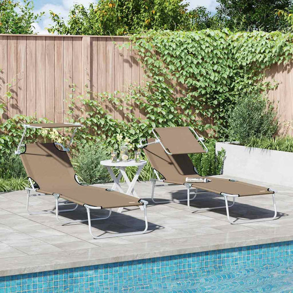 Sonnenliege 2er Set Taupe Polyester