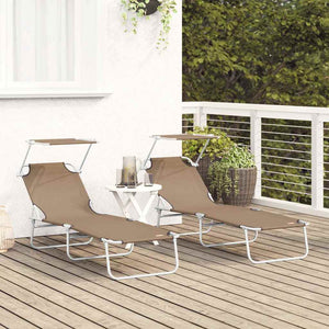 Sonnenliege 2er Set Taupe Polyester