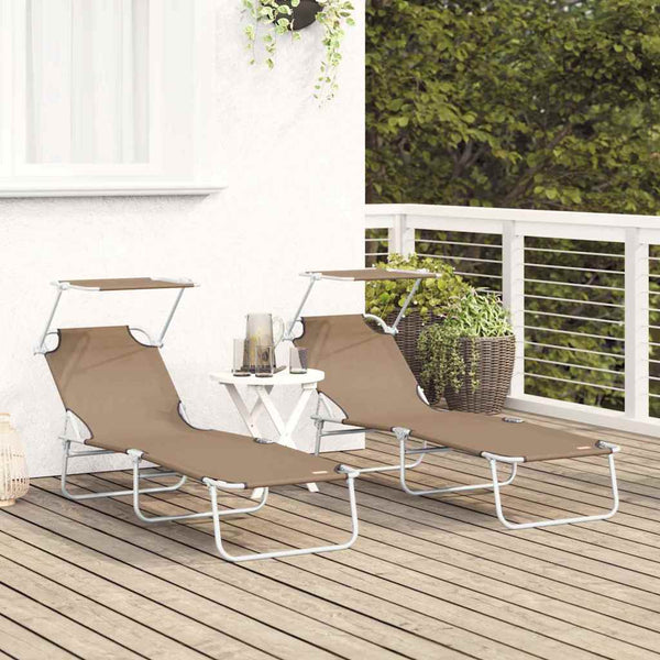 Sonnenliege 2er Set Taupe Polyester