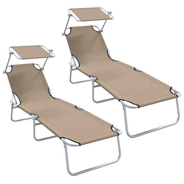 Sonnenliege 2er Set Taupe Polyester