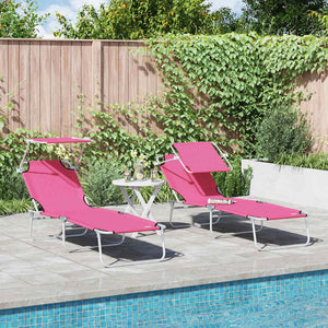 Sonnenliege 2er Set Rosa Polyester