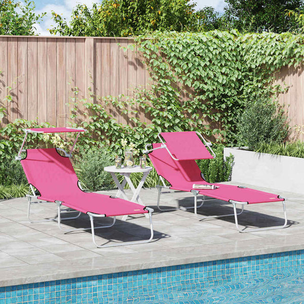 Sonnenliege 2er Set Rosa Polyester