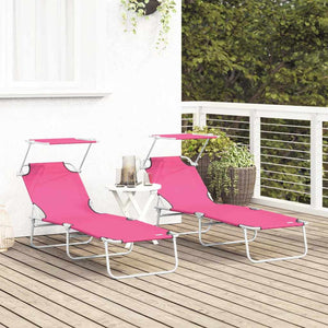 Sonnenliege 2er Set Rosa Polyester