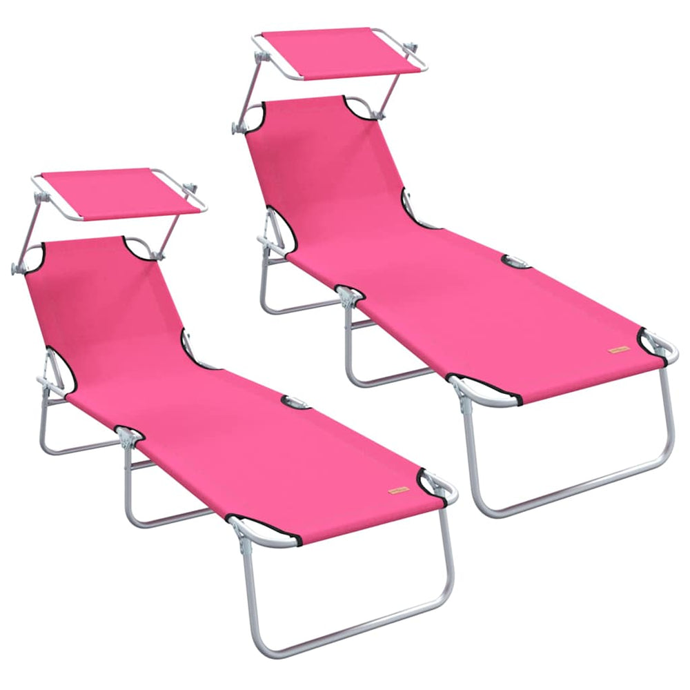 Sonnenliege 2er Set Rosa Polyester