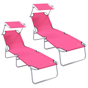 Sonnenliege 2er Set Rosa Polyester
