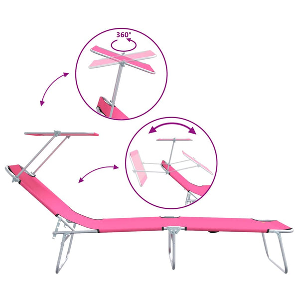 Sonnenliege 2er Set Rosa Polyester
