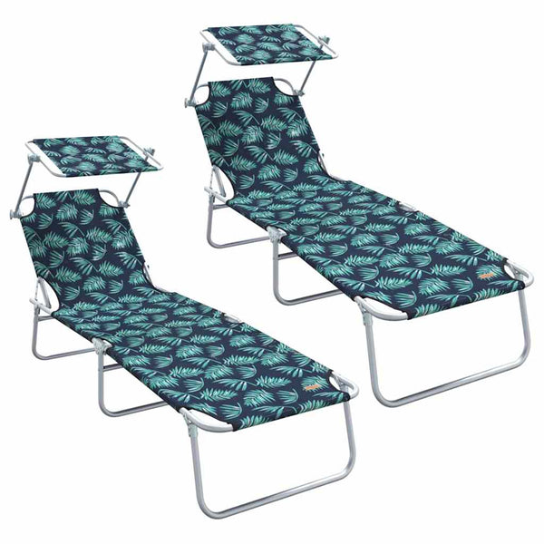 2er Set Sonnenliege Grün Polyester