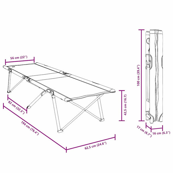 Faltbares Campingbett Grün 194 cm